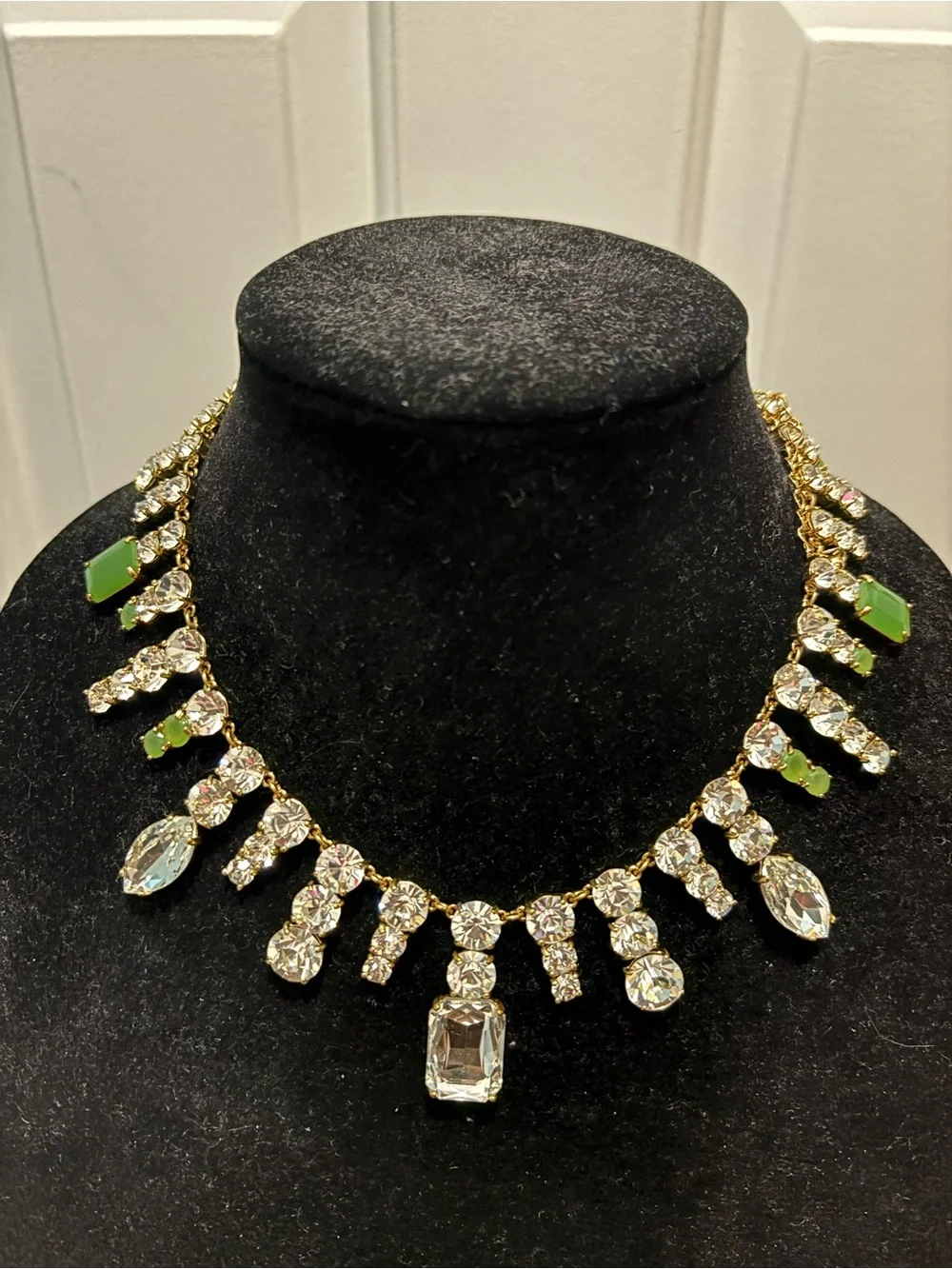 kate spade Gold-Tone Clear Crystal Necklace with Green Accents